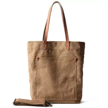 Retro Cowhide Men Shoulder Bag Japanese Style Satchel Artsy Khaki (yellow)