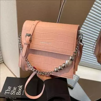 Retro Crocodile Pattern Chain Small Square Bag Women S Trend Simple Shoulder Messenger Bag серебряный