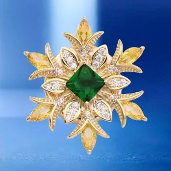 Retro Crystal Flower Brooch Women S High Sense Niche Exaggerated Diamond-Encrusted Corsage Versatile Clothing Accessories Electroplated real gold золотой