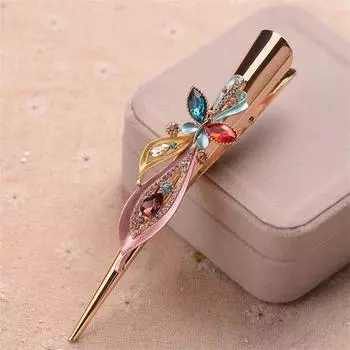 Retro Crystal Flower Butterfly Hair Clip Women sparkly headband banana hair clip accessories red rhinestone bride head pieces Barrettes