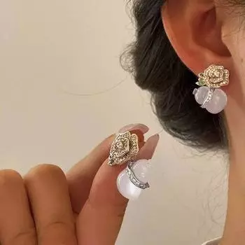 Серьги-розы в стиле ретро с кристаллами и цирконами, простые серьги-подвески в виде тыквы, ювелирные изделия для женщин, подарки