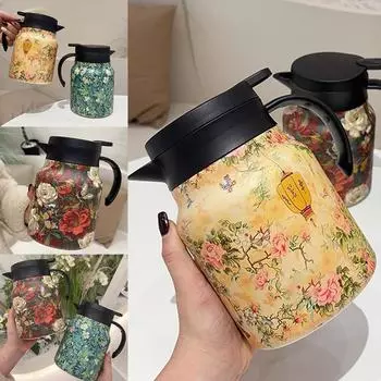 Ретро цветочный чайник из нержавеющей стали чайник с защитой от капель с заварочным устройством для кухни H5S6 yellow-1set