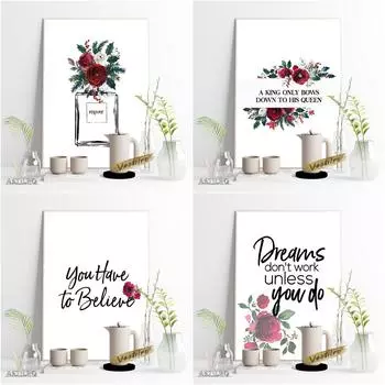 Ретро Цветочный Художественный Принт Настенная Картина Плакат Позитивная Энергия Цитаты Картина Маслом Поощрительный Слоган 21cm30cm NoFrame