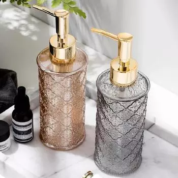 Ретро цветок бегонии стеклянная эмульсионная бутылка роскошная бутылка дезинфицирующего средства для рук разделенная на бутылки декоративный дозатор мыла для ванной комнаты янтарь