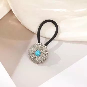 Ретро Цветок Бирюзовый Резинки для волос Скранчи Для Женщин Резинка для волос Сплав Резинка Аксессуары для волос Аксессуары для плетения