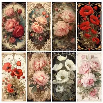 Ретро-цветок мака Diy Diamond Paintings Новая коллекция 2023 года Пион Набор для вышивки крестом Полная дрель Мозаика Большой размер Домашнее украшение Full Round 20x40CM