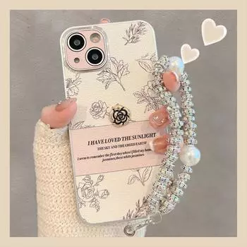 Ретро цветок наклейка кожа для Apple 16 мобильный телефон чехол, камелия iPhone14 браслет 13Promax силиконовый мягкий чехол iPhone15
