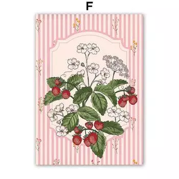 Ретро Цветы Фруктовая Ваза Галерея Красочный Фанки Постеры и Принты Простой Настенный Арт Холст Картина Картинки Для Декора Гостиной 21cm30cm NoFrame