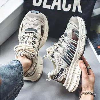 Retro dad shoes men s spring and autumn new breathable thick-soled heightening men s shoes youth sports and leisure trendy shoes 39