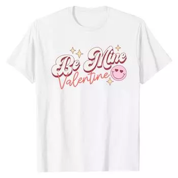 Ретро День святого Валентина День святого Валентина Модные напечатанные футболки из чистого хлопка для повседневного ношения для женщин с круглым вырезом S