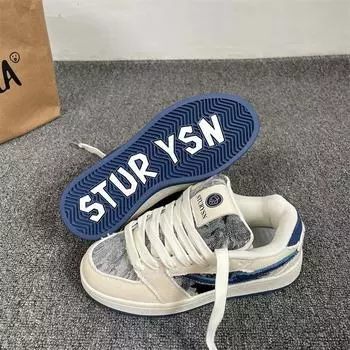 Retro denim blue bread shoes women s tide niche versatile sports and leisure shoes autumn new models 35 джинсовый синий