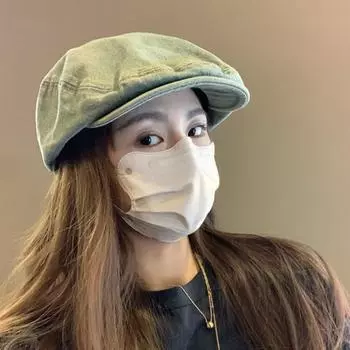 Ретро джинсовые шляпы Forward женские Show Face маленькие для путешествий на открытом воздухе Защита от солнца японская мода универсальные восьмиугольные береты для мужчин 56-58cm