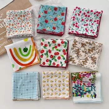 Ретро деревенский маленький квадратный шарф французский художественный хлопковый и льняной шарф женский весенне-осенний летний солнцезащитный и солнцезащитный платок 55*55cm