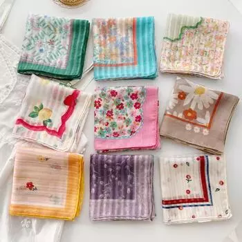 Ретро деревенский маленький квадратный шарф французский художественный хлопковый и льняной шарф женский весенне-осенний летний солнцезащитный и солнцезащитный платок 58*58cm