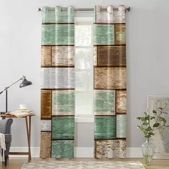 Ретро деревянная доска текстура оконные шторы для гостиной роскошные занавески для спальни кухонные жалюзи шторы 135W x 60H(cm) x1