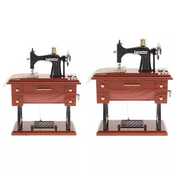 Ретро деревянная металлическая мини-швейная машина музыкальная шкатулка пластиковая винтажная механическая пода... LJ-11