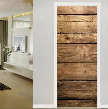 Ретро деревянная наклейка на дверь, настенная художественная роспись, 3D видение, обои для гостиной, сделай сам, наклейки на стену, ПВХ, виниловый дверной постер, домашний декор 90x200cm