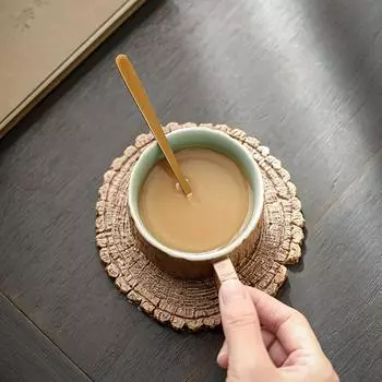 Ретро деревянные кофейные чашки, домашняя кружка, керамические резные чашки, роскошные керамические кофейные чашки для послеобеденного чая, креативный европейский стиль 120ml