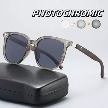 Ретро-деревянные очки с изменяющимся цветом для женщин, близорукость, устойчивые к ультрафиолетовому излучению, оптические плоские линзы, роскошные фотохромные очки для близорукости 0