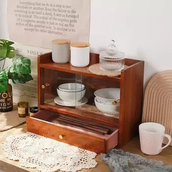 Ретро деревянный ящик для хранения стола многослойная кукольная фигурка дисплей стенд настольный ящик тип косметический ювелирные украшения органайзер