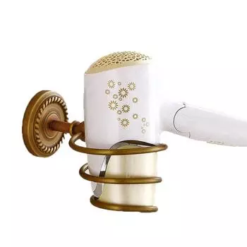 Ретро держатель для фена, настенный держатель для фена, полка для ванной комнаты, органайзер для хранения медный