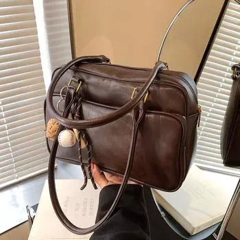 Retro Design Large-Capacity Bag Women S Simple Underarm Bag Trendy High-End Tote Bag no pendant коричневый