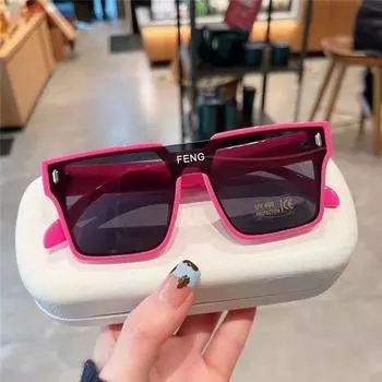 Ретро детские цельные солнцезащитные очки, Wind Rice Nails, индивидуальная мода и простота, удобные солнцезащитные очки с большой оправой розы красного