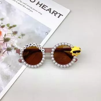 Ретро детские солнцезащитные очки Simple Temperament Diy Pearl солнцезащитные очки для мальчиков и девочек солнцезащитные очки с защитой от солнца и ультрафиолета