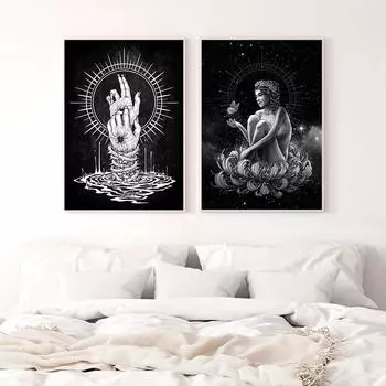 Ретро Diablo Halo постеры и принты Небесная Богиня Звезды Холст Картина Волшебная Рука Настенные Художественные Фотографии для Спальни Домашний Декор 21cm30cm NoFrame