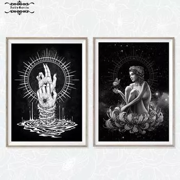 Ретро Diablo Halo постеры и принты Небесная Богиня Звезды Холст Картина Волшебная Рука Настенные Панно для Спальни Домашний Декор 21*30cm