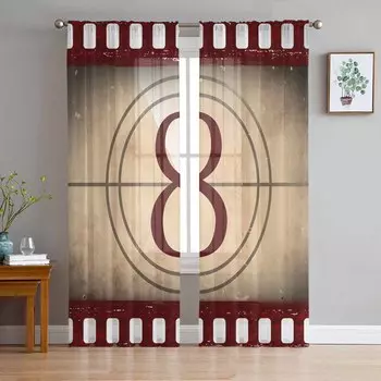 Ретро цифровая кинопленка устаревшие шторы для спальни тюль прозрачные шторы гостиная домашний декор вуаль шторы 135W x 114H(cm)