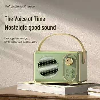 Ретро-динамик Bluetooth с сабвуфером и слотом для карт памяти — компактная домашняя аудиосистема с объемным звуком и креативным дизайном Standard чёрный