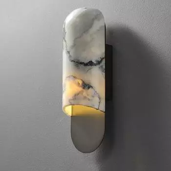 Ретро-динозавр в форме яйца, натуральный камень, настенный светильник, желтый травертин, полусфера, светодиодное бра, атмосферные светильники для коридора чёрный