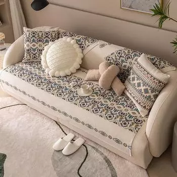 Ретро диванные подушки четыре сезона универсальный задний чехол для полотенца ткань против кошачьих царапин нескользящий летний хлопковый льняной чехол для дивана 65x70cm 1pcs