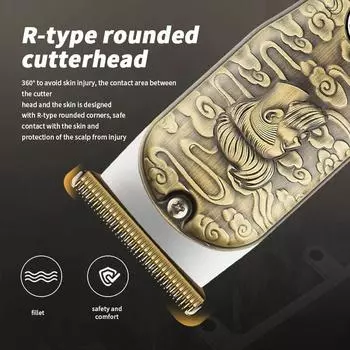 Ретро-дизайн, электрическая машинка для стрижки волос, аккумуляторная мужская машинка для бритья бороды, дисплей мощности, профессиональная машинка для стрижки волос