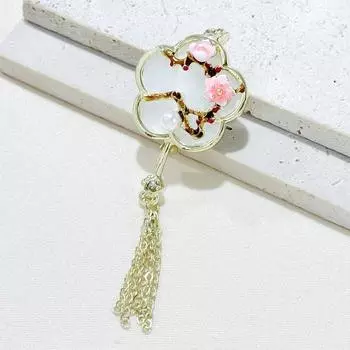 Ретро-дизайн Meilan Bamboo Chrysanthema Элегантная жемчужная брошь Niche Antique Fringed Brooch Pearl Accessories