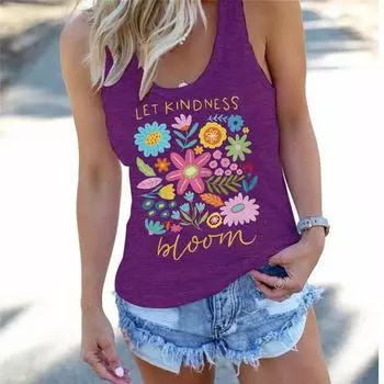 Ретро дизайн с полевыми цветами, женская тренировочная футболка без рукавов, футболка без рукавов с перекрещенной спиной, жилет без рукавов, футболка для спортивной одежды S
