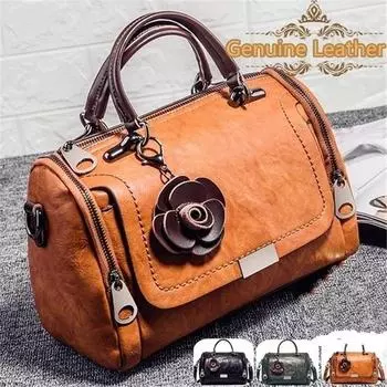Ретро-дизайн Женская сумка из натуральной кожи Открытый путешествия Повседневная сумка через плечо с несколькими карманами оранжевый