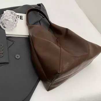 Ретро дизайнерские сумки на плечо 2 в 1 для женщин из мягкой искусственной кожи чистого цвета, большая вместимость, сумка-шоппер Hobo с застежкой-молнией под мышкой 36x23x14cm чёрный