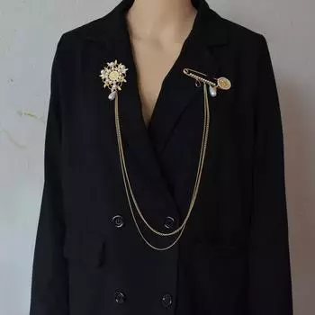 Ретро длинная бахрома цепочка монета брошь суд стиль личность ниша булавка аксессуары корсаж золотой