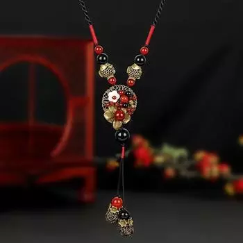 Ретро длинное агатовое ожерелье женское универсальное ожерелье с бахромой, темпераментная высококлассная цепочка для свитера, ювелирные изделия