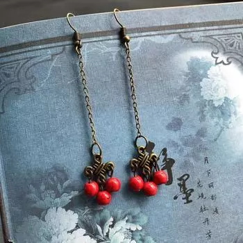 Ретро длинные классические темпераментные нефритовые серьги, женские универсальные модные аксессуары для ушей с бахромой в виде китайского узла