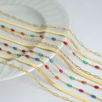 Ретро Дофамин Цветовая Схема Цепи Лезвия Трехслойное Цветное Ожерелье Капля Масла Императрица Вдовствующая Личность Темперамент Ювелирные Изделия Женщины