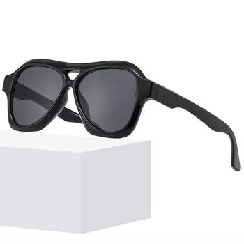 Retro Double Beam Sunglasses Men S Personality Simple Glasses Sunglasses Women 3855 бежевый