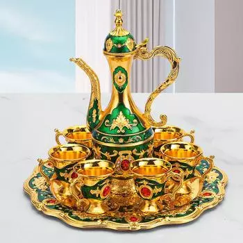 Ретро-дворцовый винный набор, для дома, свадьбы, праздничные принадлежности, металлический подарок, набор фляжек с украшениями, рождественский подарок, европейский стиль синий