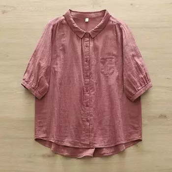 Ретро двухслойная хлопковая пряжа без рукавов свободный артистичный Pink 6318 L 62.50 kg-75.00 kg