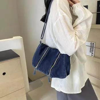Ретро-джинсовая большая осенняя сумка большой емкости на плечо сумка-мессенджер иностранная повседневная сумка светло-синий