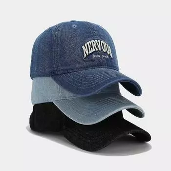 Ретро-джинсовая кепка женская осенняя новая бейсболка для пары универсальная маленькая шляпа для мужчин M56-58cm чёрный