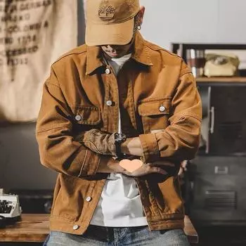 Ретро джинсовая куртка мужская весна и осень свободная модная абсолютно новая модная куртка мужская осень S