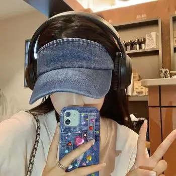 Ретро джинсовая пустая шляпа-цилиндр женская летняя спортивная шляпа для спорта на открытом воздухе солнцезащитный козырек солнцезащитный козырек защита от ультрафиолета прилив adjustable джинсовый синий